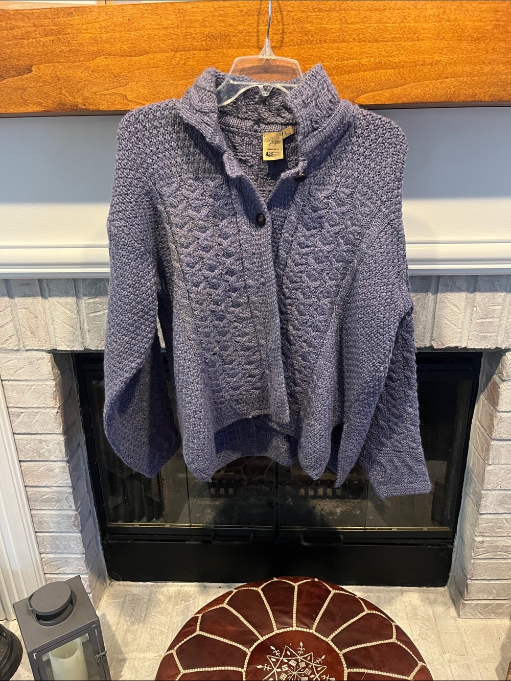 Cozy Lavender Cable-Knit Button-Front Cardigan Sweater